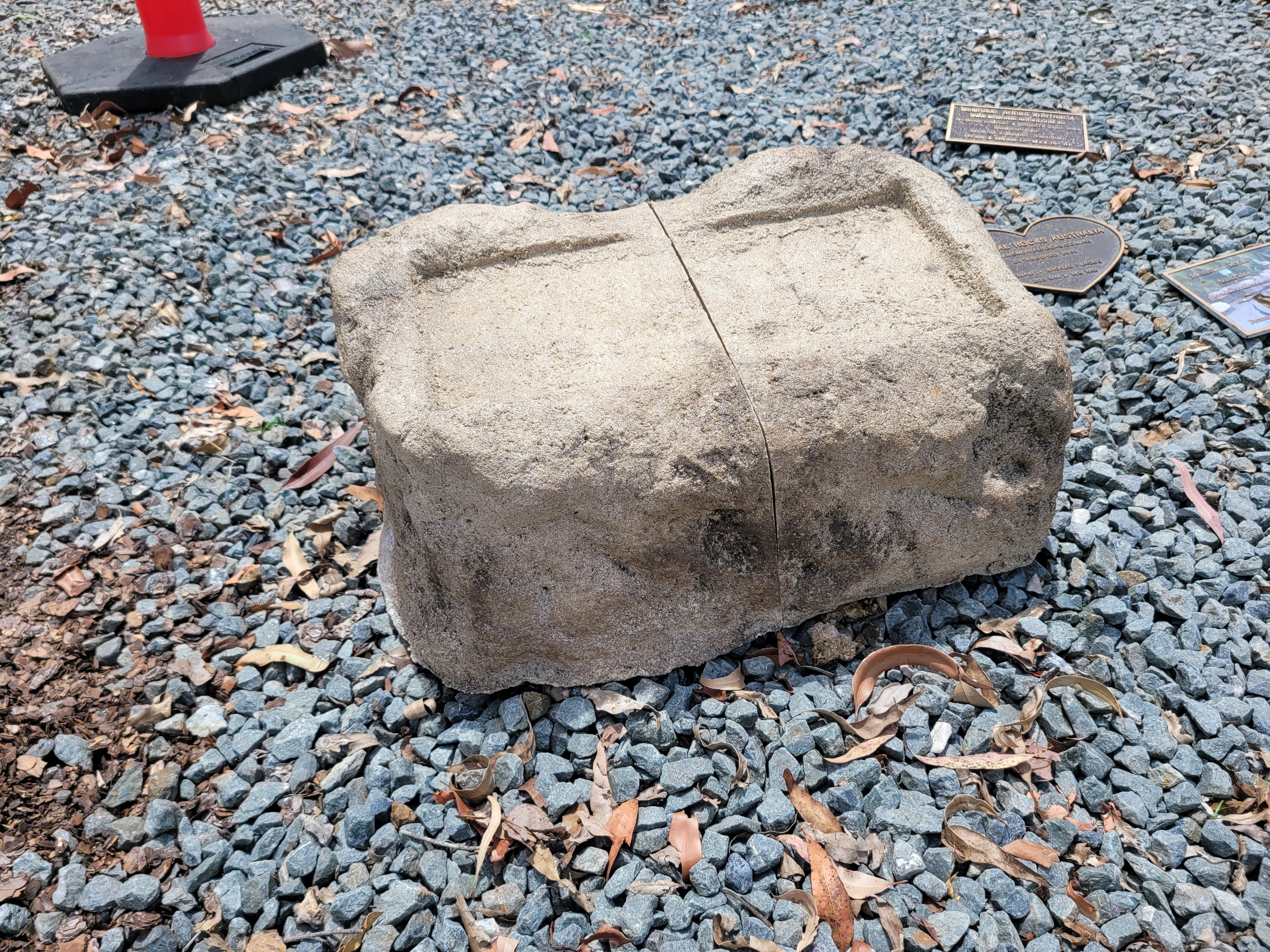 Duel Memorial Rock Urn ( 2 separate urns in one rock ) 1794