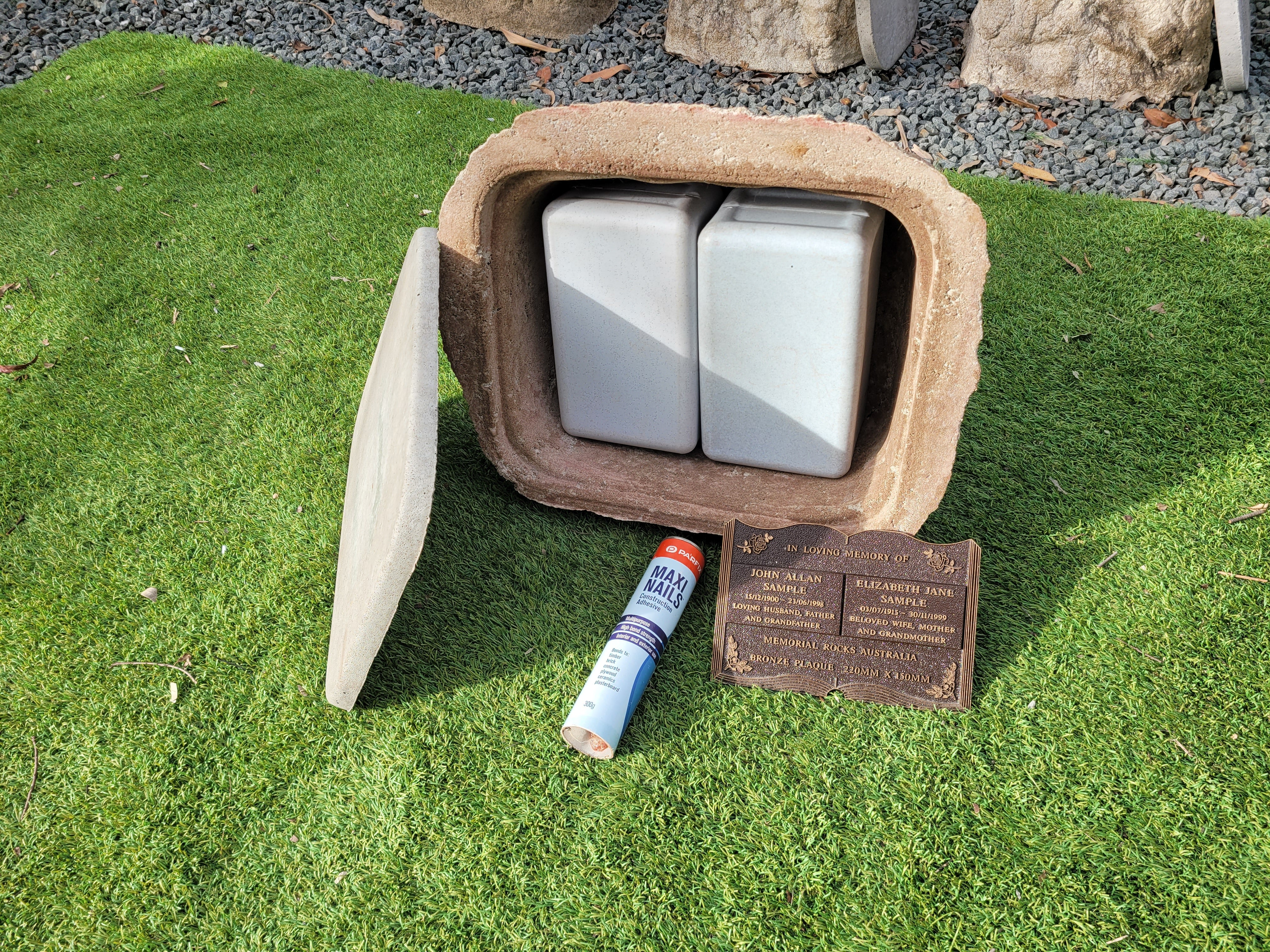 Memorial Rock Urn 1903 Large Double Natural Riversand