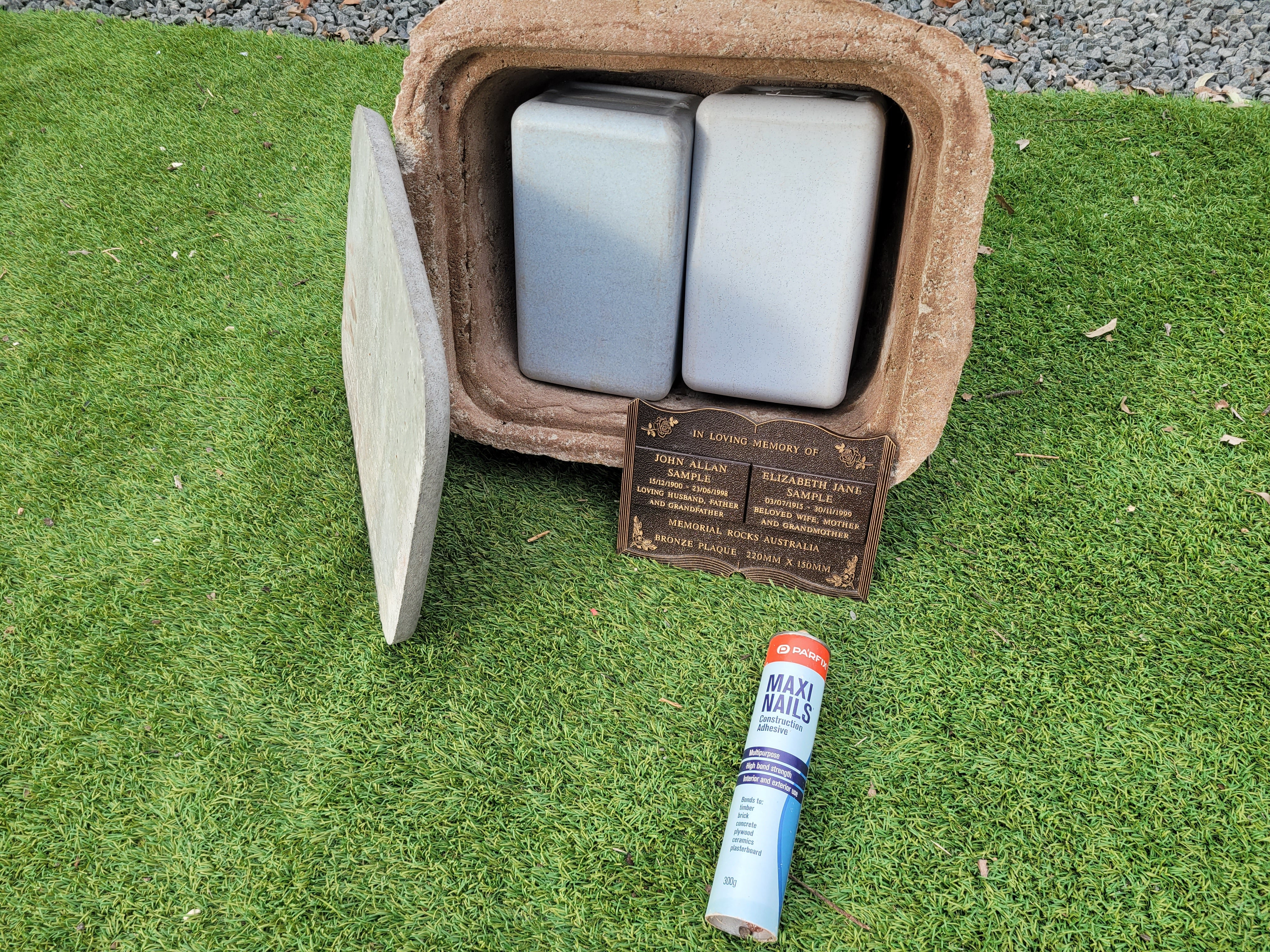 Memorial Rock Urn 1905 Large Double Natural Riversand