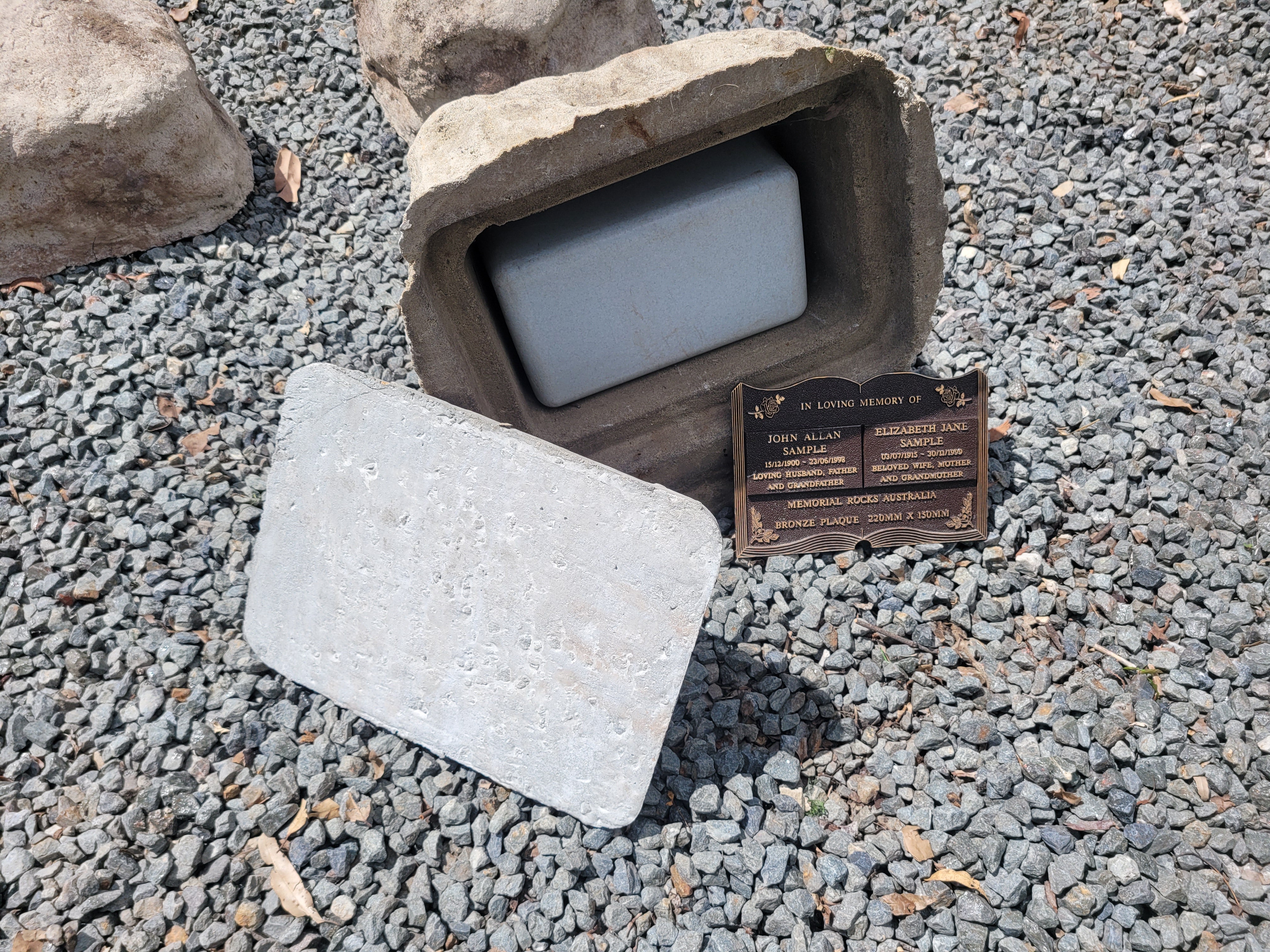 Large Memorial Rock Urn with Vase. 2054 Novelty