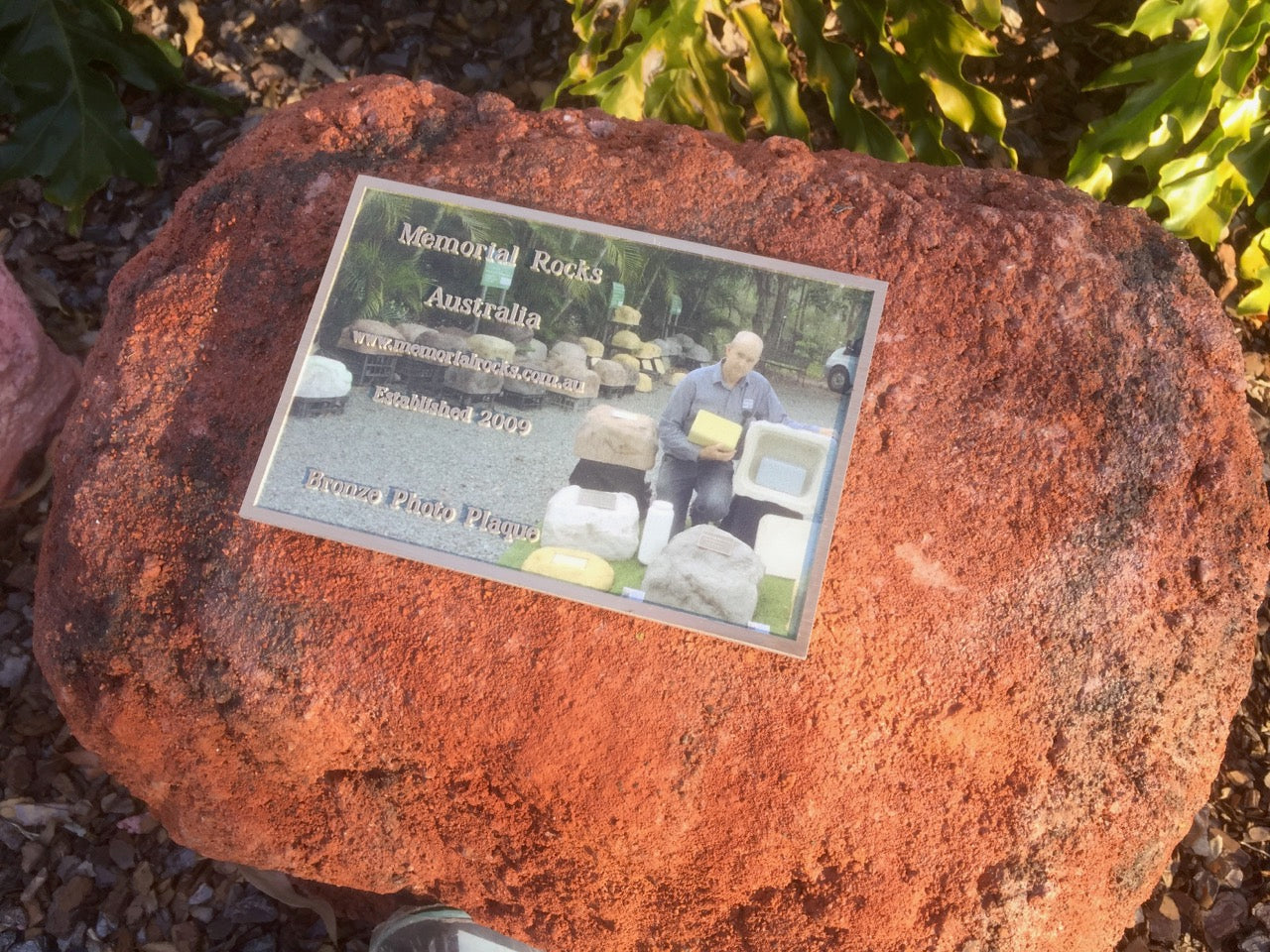 Memorial Rock Urn 807 Single Tall Novelty.( Optional glass window)  Outback Red Series